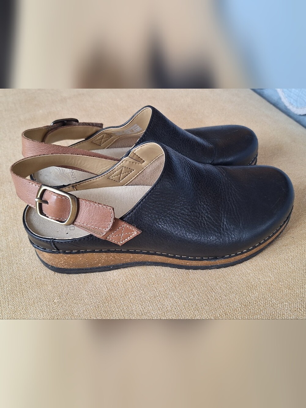 Dansko Sizo Black Leather Slingback Clogs Women's EU 39 / US 8.5-9